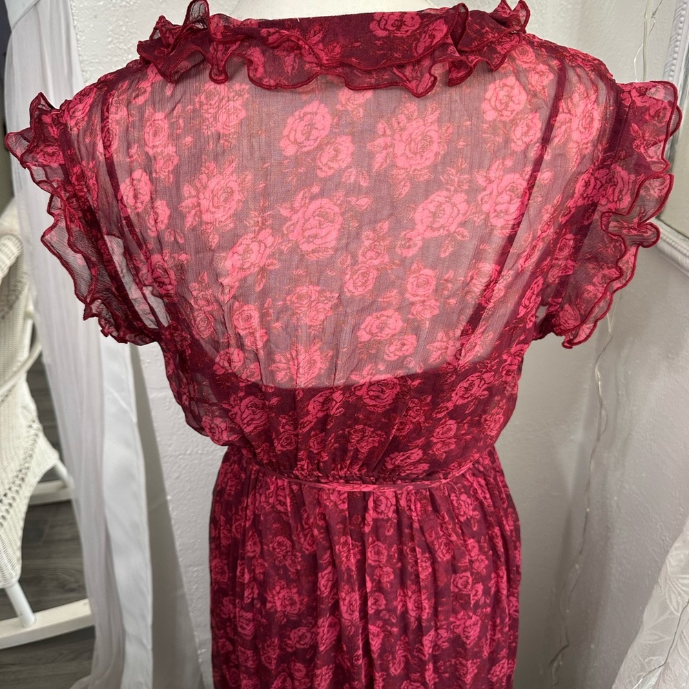 RARE ✨ Sundance red Blooms Dress Rose Garden Party dress size Petite Small - Picture 6 of 16